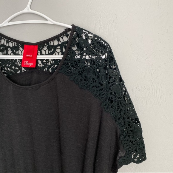 BAYO Black Embroidered Blouse with Gartered Bottom - Picture 2 of 10